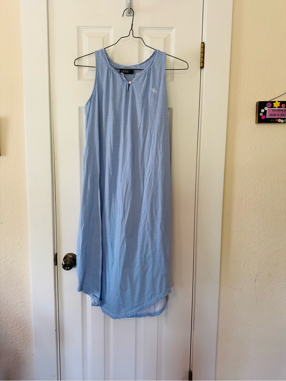 Lauren Ralph Lauren Blue White Striped Tank Dress M Soft Lightweight Coastal